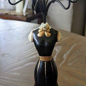 New Beautiful Wood Shabby Chic Black And Gold Jewelry Holder Or Decor